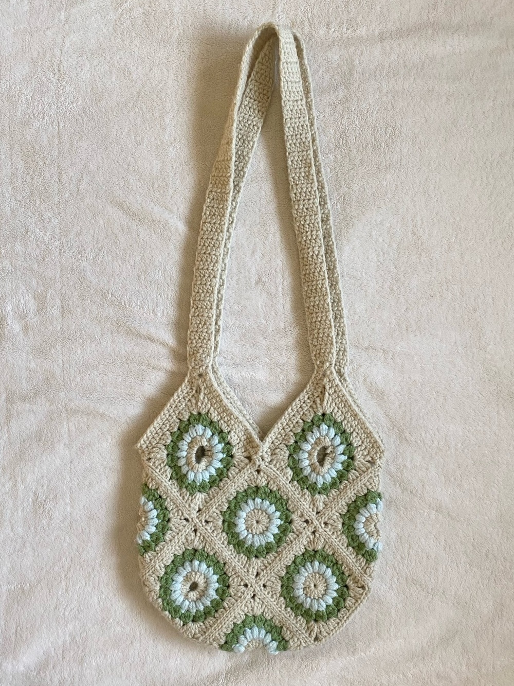 Handmade Crochet Granny Square Tote Bag Boho Shoulder Bag - Picture 2 of 10